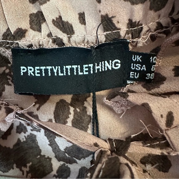 DUSTY PINK DALMATIAN TIE NECK PUFF SLEEVE WRAP SKIRT BODYCON DRESS SIZE MEDIUM - Picture 9 of 11